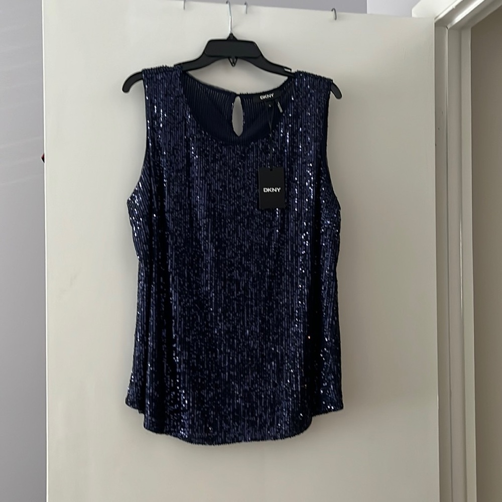 New XL (14/16) Navy Sequin Sleeveless Top